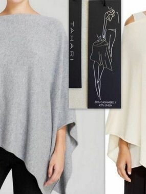 New 🎀 Tahari cashmere linen wrap cape scarf